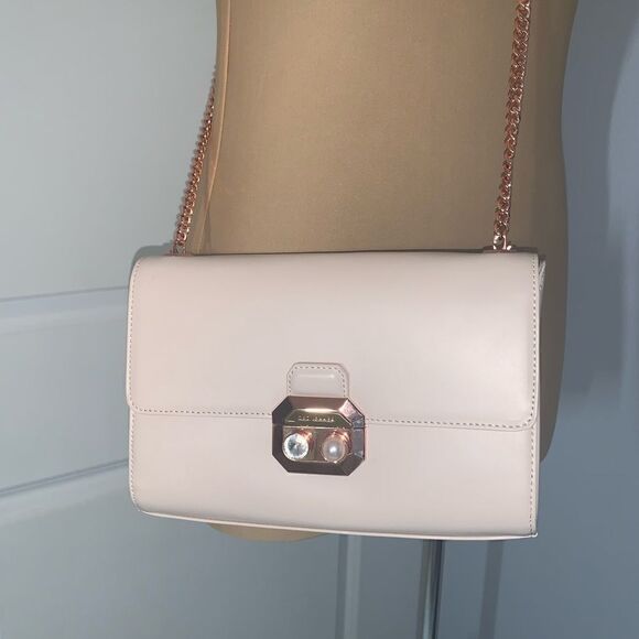 Ted Baker London Rare Pink Leather Rose Gold Crossbody Bag NWOT - Picture 1 of 15